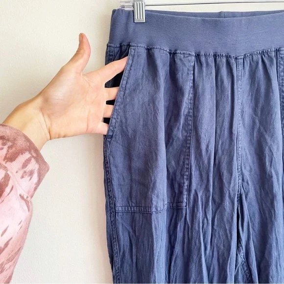 Faherty Brand Arlie Day Pants linen joggers blue lounge pull on elastic waist M - Picture 13 of 16